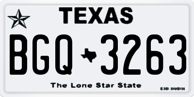 TX license plate BGQ3263