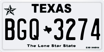 TX license plate BGQ3274
