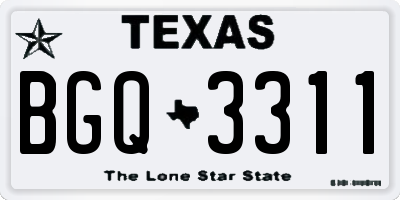 TX license plate BGQ3311