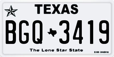 TX license plate BGQ3419