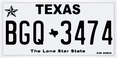 TX license plate BGQ3474