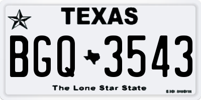 TX license plate BGQ3543