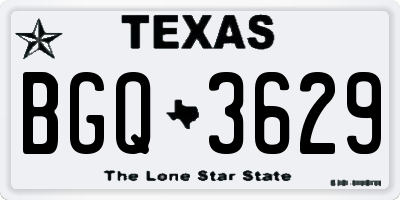 TX license plate BGQ3629