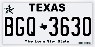TX license plate BGQ3630