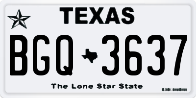 TX license plate BGQ3637
