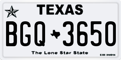 TX license plate BGQ3650