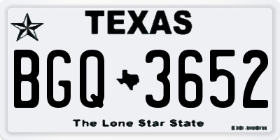 TX license plate BGQ3652