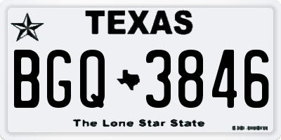 TX license plate BGQ3846
