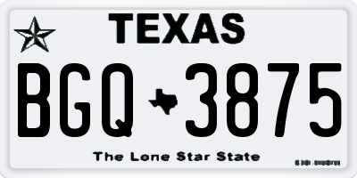 TX license plate BGQ3875