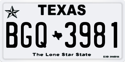 TX license plate BGQ3981