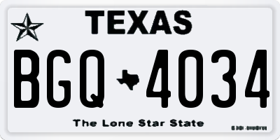 TX license plate BGQ4034