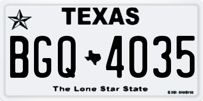 TX license plate BGQ4035