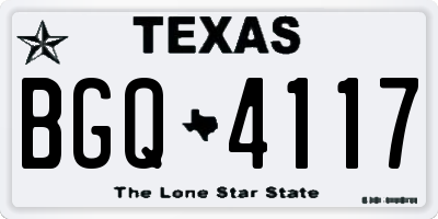 TX license plate BGQ4117