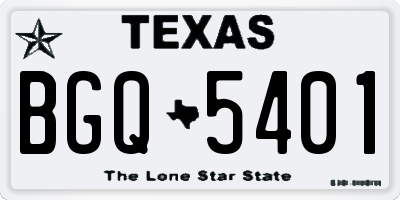 TX license plate BGQ5401