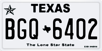TX license plate BGQ6402