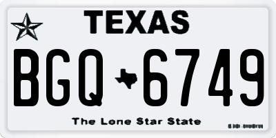 TX license plate BGQ6749