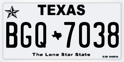 TX license plate BGQ7038