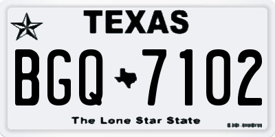 TX license plate BGQ7102