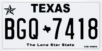 TX license plate BGQ7418