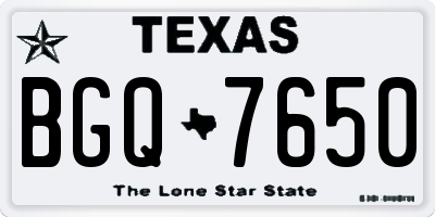 TX license plate BGQ7650