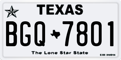 TX license plate BGQ7801