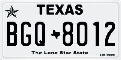 TX license plate BGQ8012