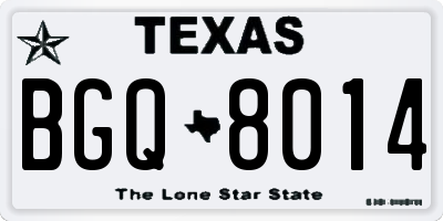 TX license plate BGQ8014