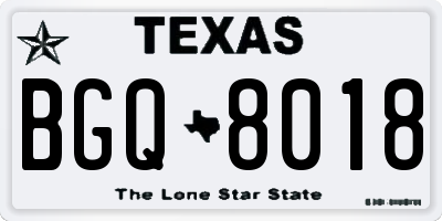 TX license plate BGQ8018