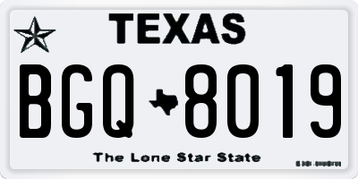 TX license plate BGQ8019