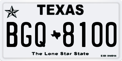 TX license plate BGQ8100
