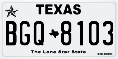 TX license plate BGQ8103