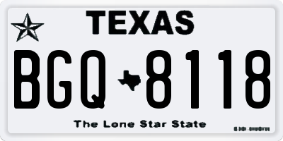 TX license plate BGQ8118