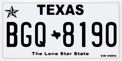 TX license plate BGQ8190