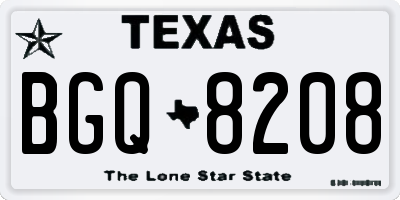 TX license plate BGQ8208