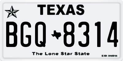 TX license plate BGQ8314