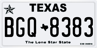 TX license plate BGQ8383