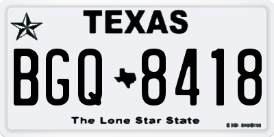 TX license plate BGQ8418