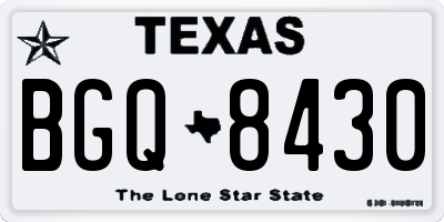 TX license plate BGQ8430