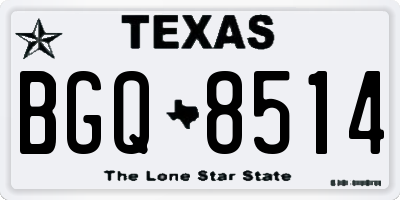 TX license plate BGQ8514