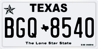 TX license plate BGQ8540