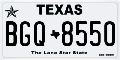 TX license plate BGQ8550