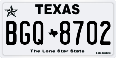TX license plate BGQ8702
