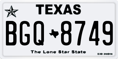 TX license plate BGQ8749