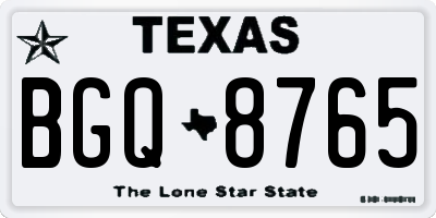 TX license plate BGQ8765