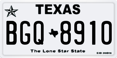 TX license plate BGQ8910