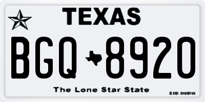 TX license plate BGQ8920