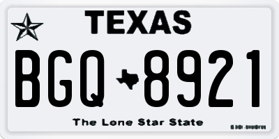 TX license plate BGQ8921