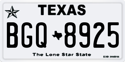 TX license plate BGQ8925