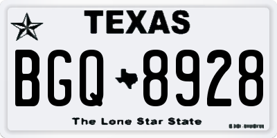 TX license plate BGQ8928