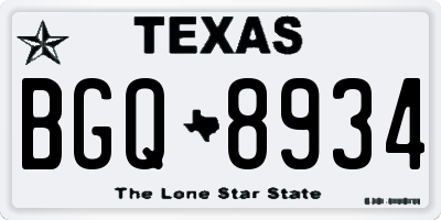 TX license plate BGQ8934